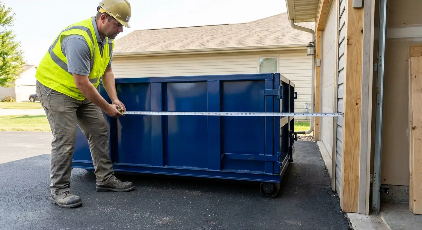 Site assessment for dumpster placement showing clearance requirements in Waynesboro, GA