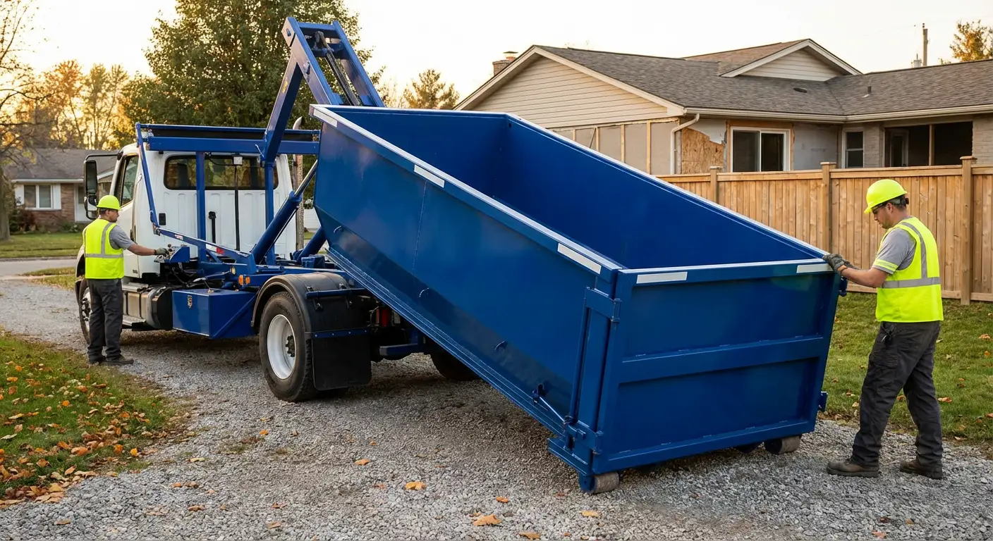 Roll-off dumpster rental delivery truck in Waynesboro, GA